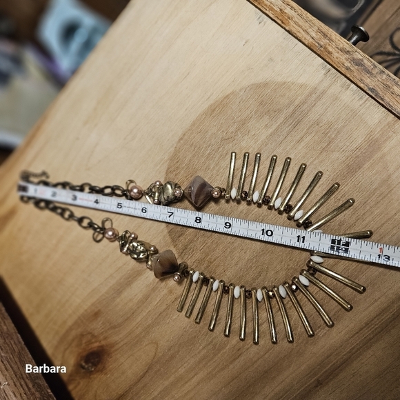 Vintage 80s Tribal/Boho Bead and Metal Accent Necklace - Picture 5 of 7